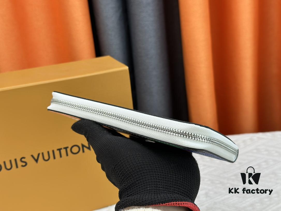 LV Wallet Men's Vertical Zip Wallet 63095 Phantom White Durable Damier Graphite Canvas