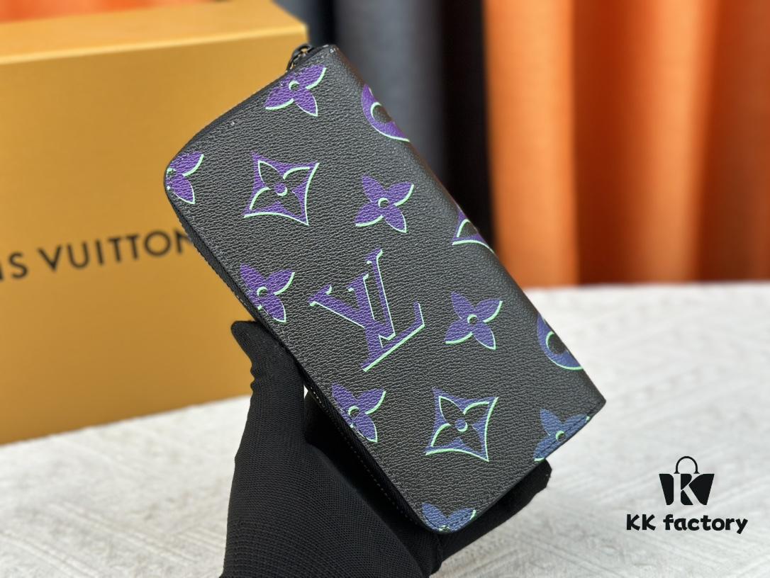 LV 82368 Wallet Men's Vertical Zip Wallet Made of Durable Damier Graphite Canvas