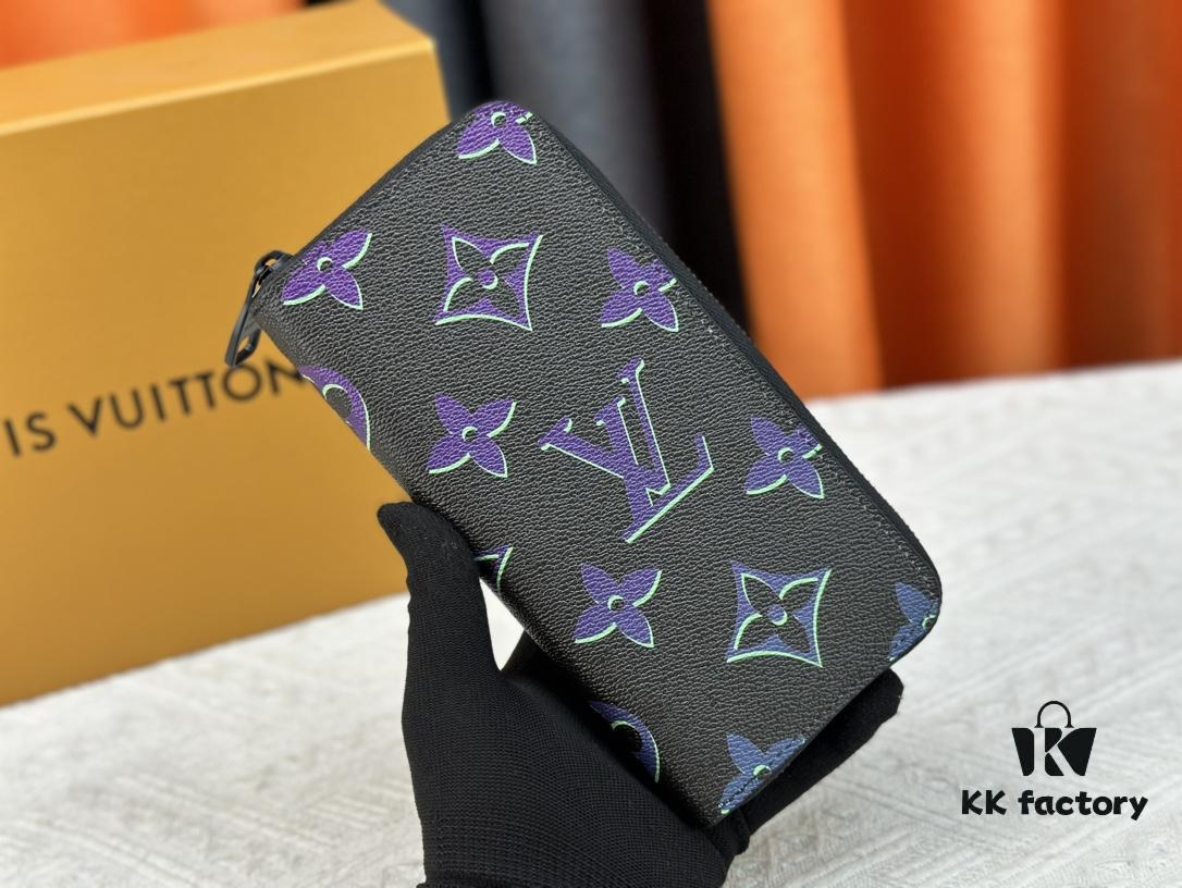 LV 82368 Wallet Men's Vertical Zip Wallet Made of Durable Damier Graphite Canvas