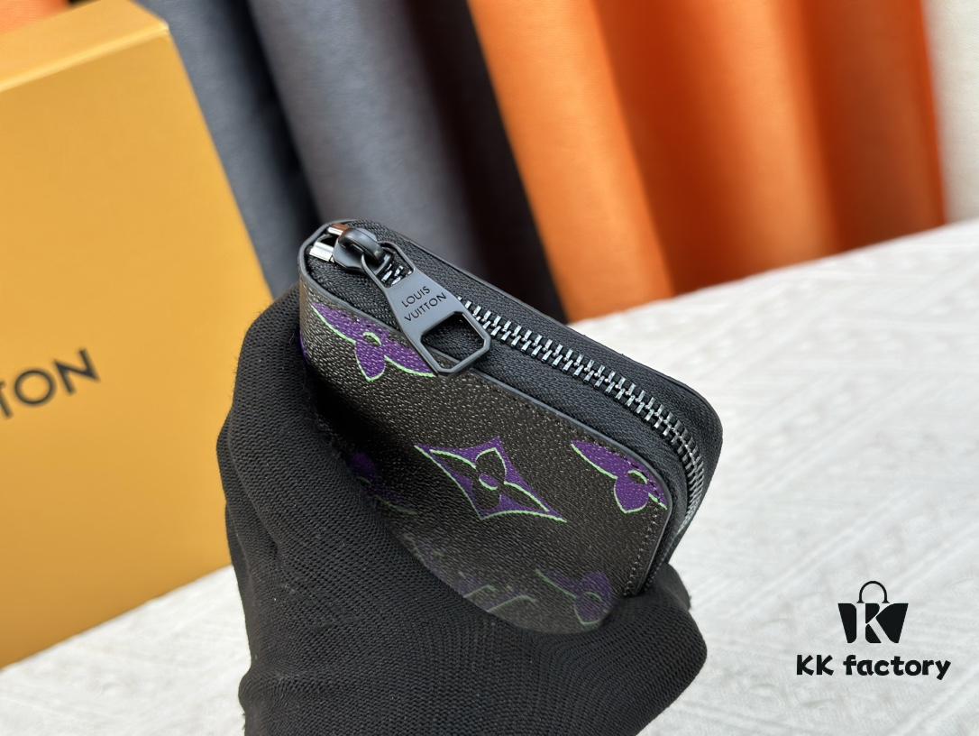 LV 82368 Wallet Men's Vertical Zip Wallet Made of Durable Damier Graphite Canvas