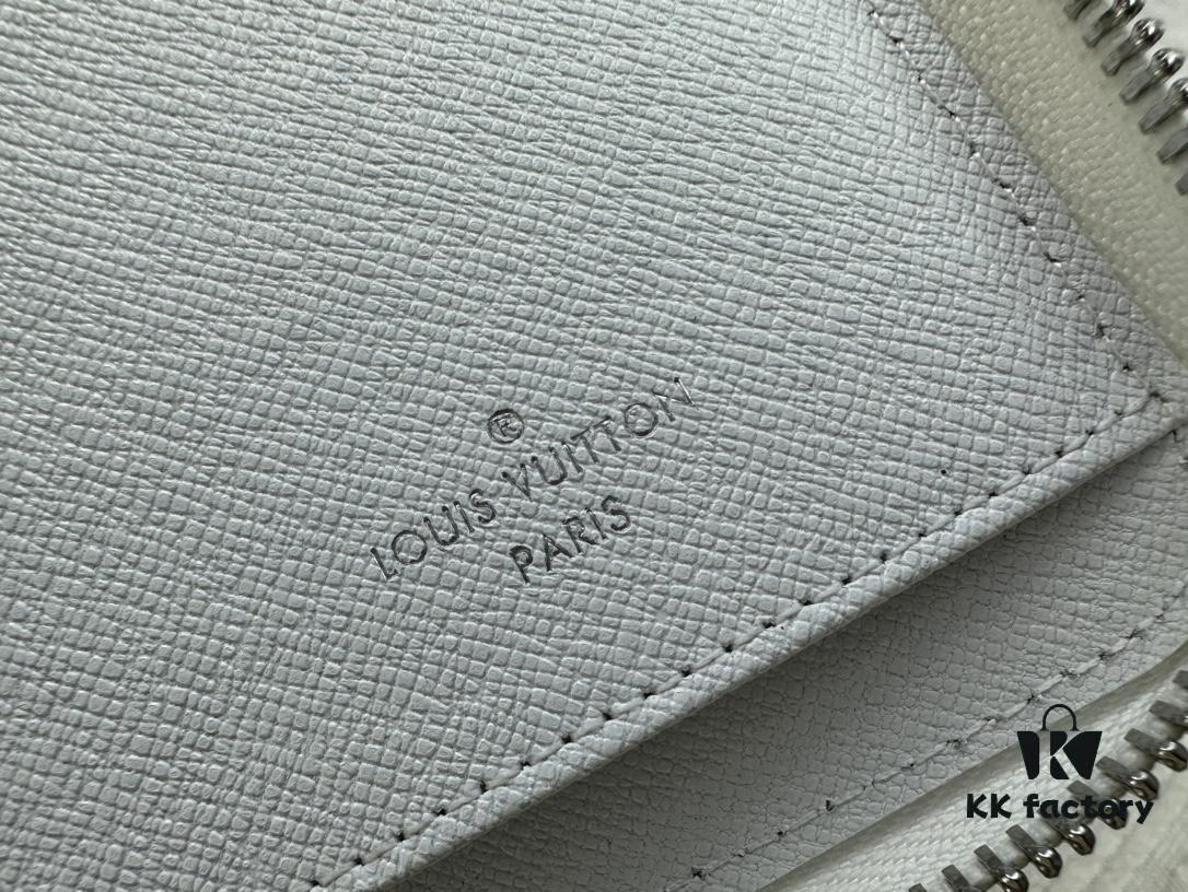 LV Wallet Men's Vertical Zip Wallet 63095 Phantom White Durable Damier Graphite Canvas