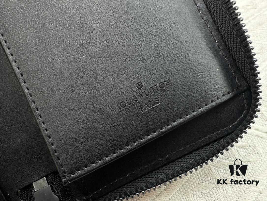 LV 82368 Wallet Men's Vertical Zip Wallet Made of Durable Damier Graphite Canvas