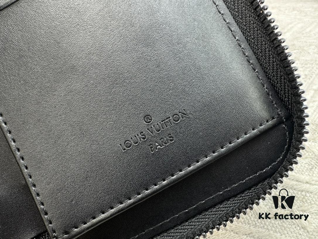 LV 82587 Wallet - Men's Vertical Zip Wallet Made from Durable Damier Graphite Canvas, Elegant and High-Quality