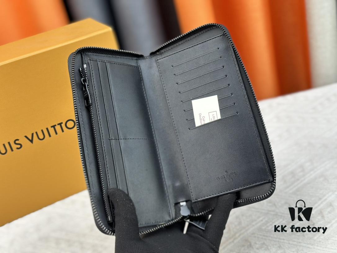 LV 82587 Wallet - Men's Vertical Zip Wallet Made from Durable Damier Graphite Canvas, Elegant and High-Quality