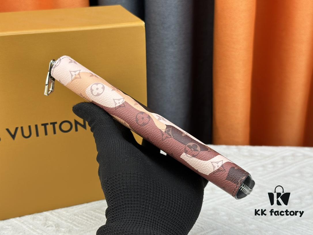 LV Wallet 63095 Black Ombré Men's Vertical Zip Wallet