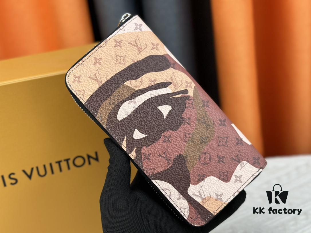 LV Wallet 63095 Black Ombré Men's Vertical Zip Wallet