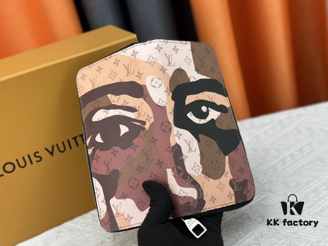 LV Wallet 63095 Black Ombré Men's Vertical Zip Wallet