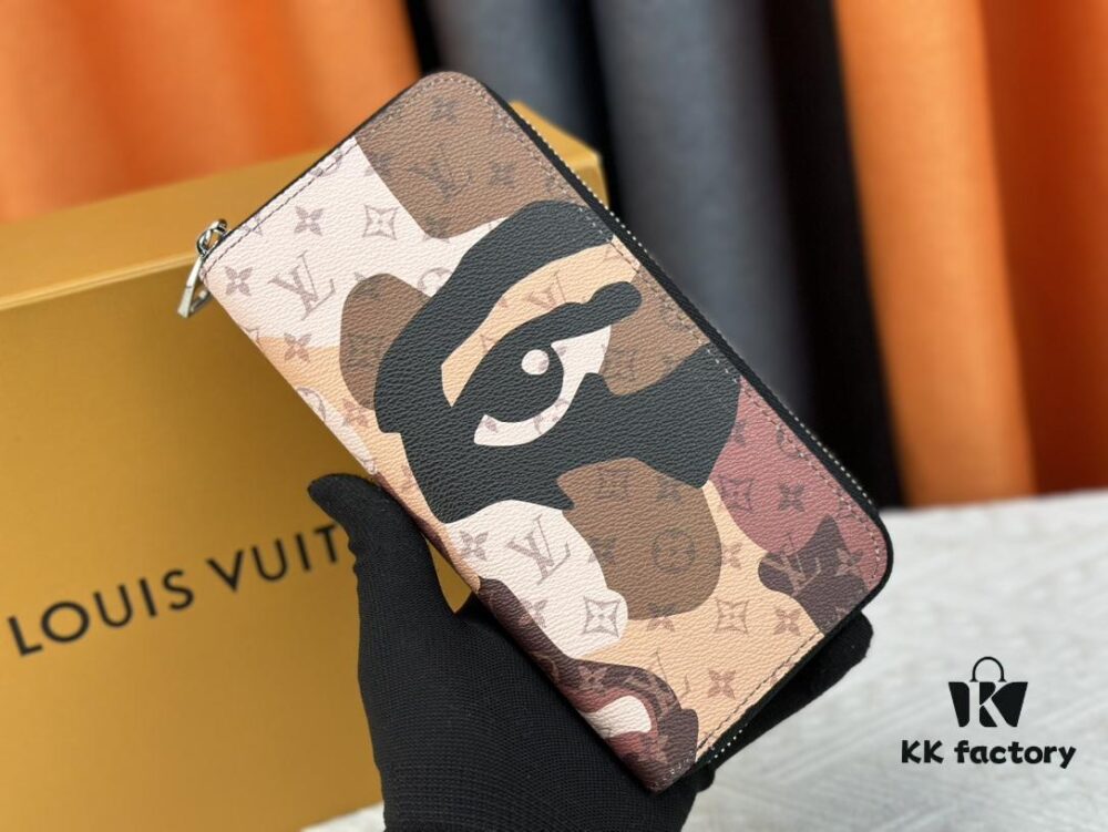 LV Wallet 63095 Black Ombré Men's Vertical Zip Wallet