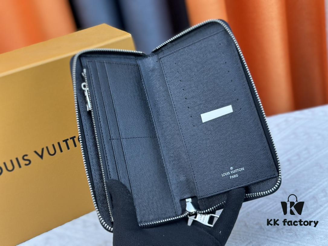 LV Wallet 63095 Black Ombré Men's Vertical Zip Wallet