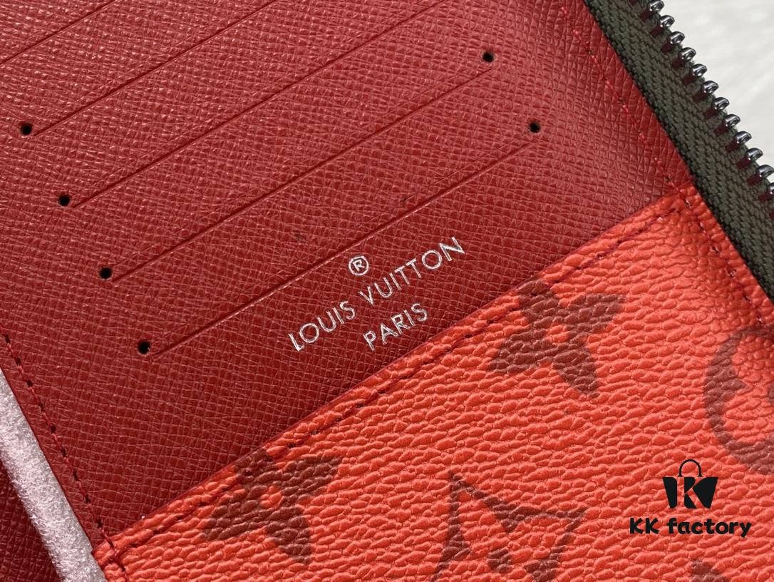 LV Wallet 63095 Beige and Red Money Clip