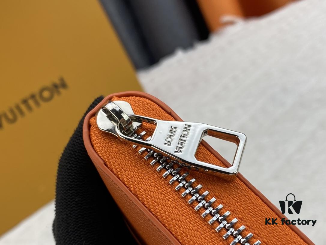 LV Wallet Men's Vertical Zip Wallet Durable Damier Graphite Canvas Elegant Design Multiple Card Slots