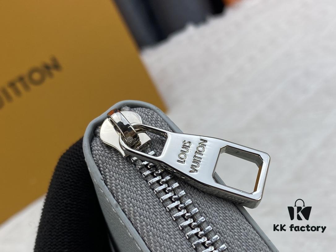 LV Wallet Men's Vertical Zip Wallet Durable Damier Graphite Canvas Elegant Design Multiple Card Slots and Compartments Size 20×10cm M62295/N63095/63548