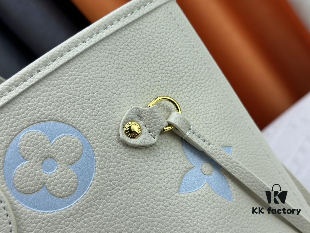 NEVERFULL MM Tote Bag M45684 M45685 M40995 (Embossed) Monogram Montana Leather Handbag in Pink with Cream Stripes