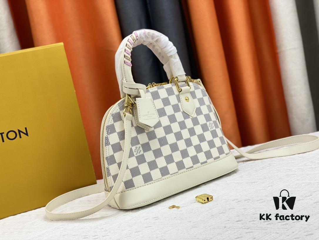 Upgraded Original Version Exclusive Real Shot 2022 New Style Shell Checkered White Woven Wrist Bag N45294 M53152