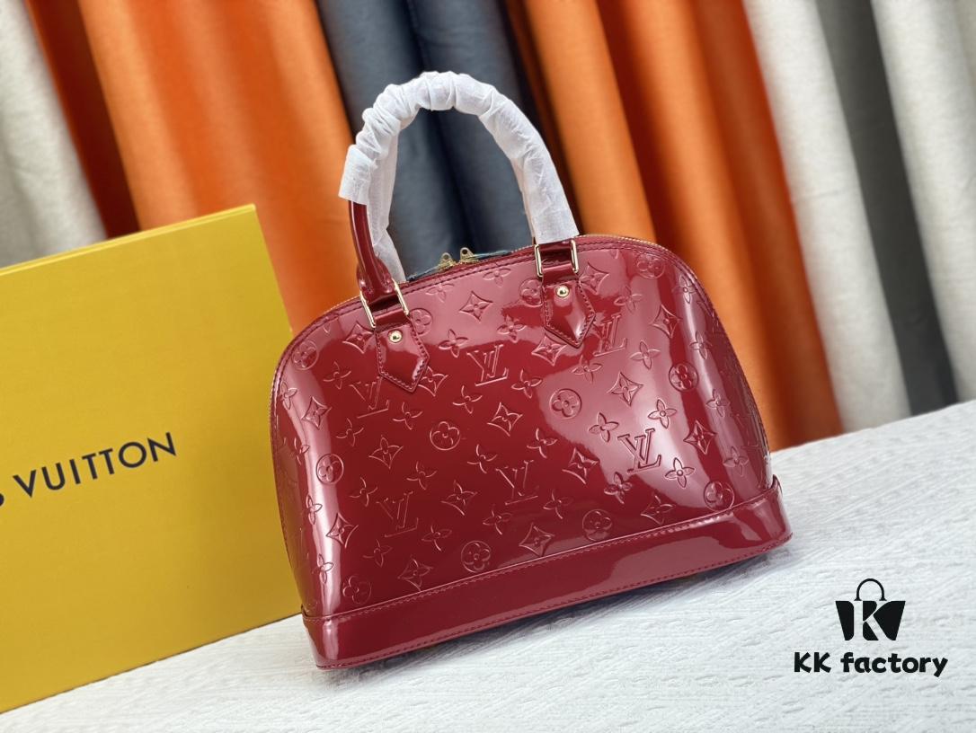 Authentic Exclusive Real-Photo Background! M54395, M54785, 54786 This avant-garde and modern Tote Miroir Clutch made from smooth patent calf leather. Large LV letter print, bold silhouette lines, unique design pairing, comes with a detachable new-style shoulder strap!