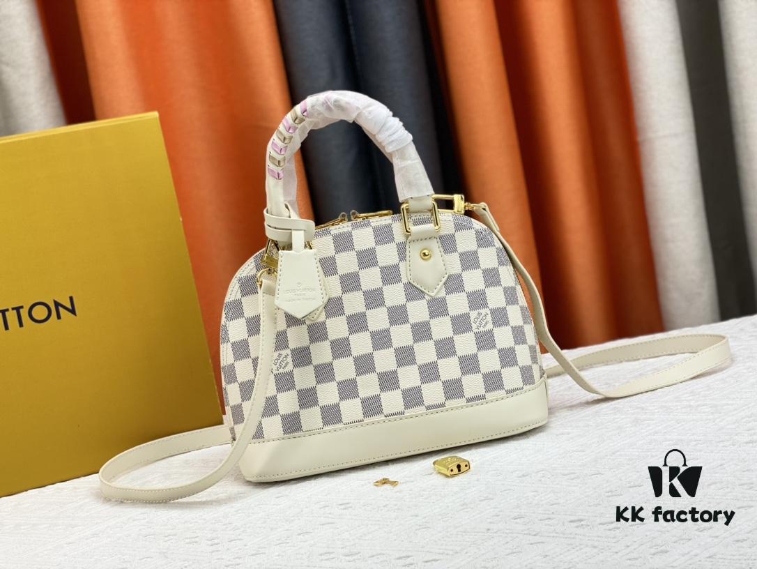 Upgraded Original Version Exclusive Real Shot 2022 New Style Shell Checkered White Woven Wrist Bag N45294 M53152