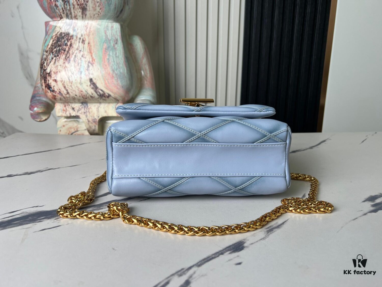 Top-tier Original Order Exclusive Real-shot M24186 M22891 Light Blue Full Leather Quilted Chain Bag Series GO-14 Teist Medium Handbag M22890