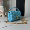Top-tier Original Design Exclusive Real-shot M24165 M22891 Aqua Blue Full Leather Quilted Chain Bag Series GO-14 Teist Medium Handbag M22890