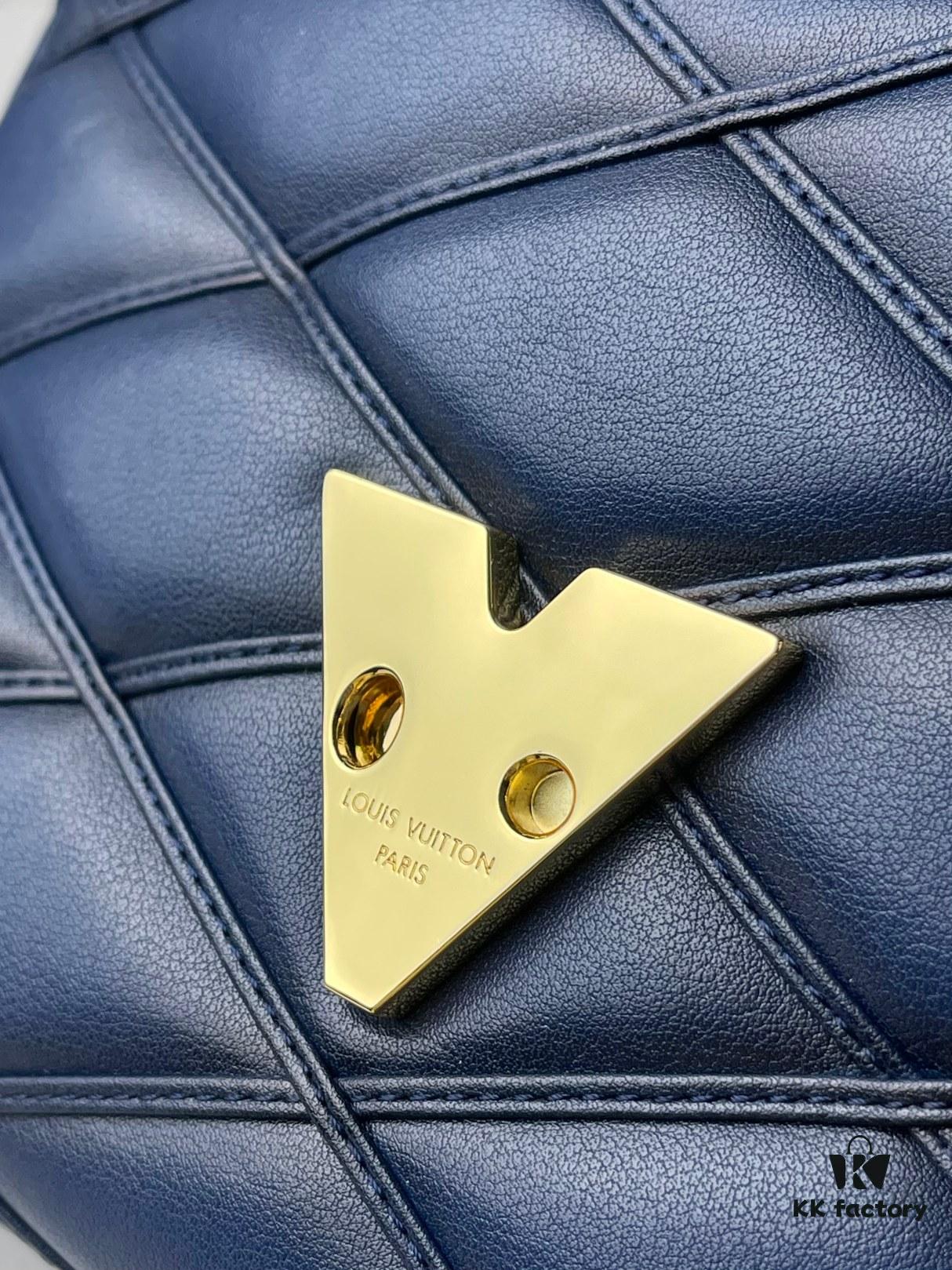 693087226e68136f4d9a86a6 Top Quality Original Order Exclusive Real Shot M23682 M22891 Dark Blue Full Leather Quilted Chain Bag Series GO-14 Teist Medium Handbag M22890