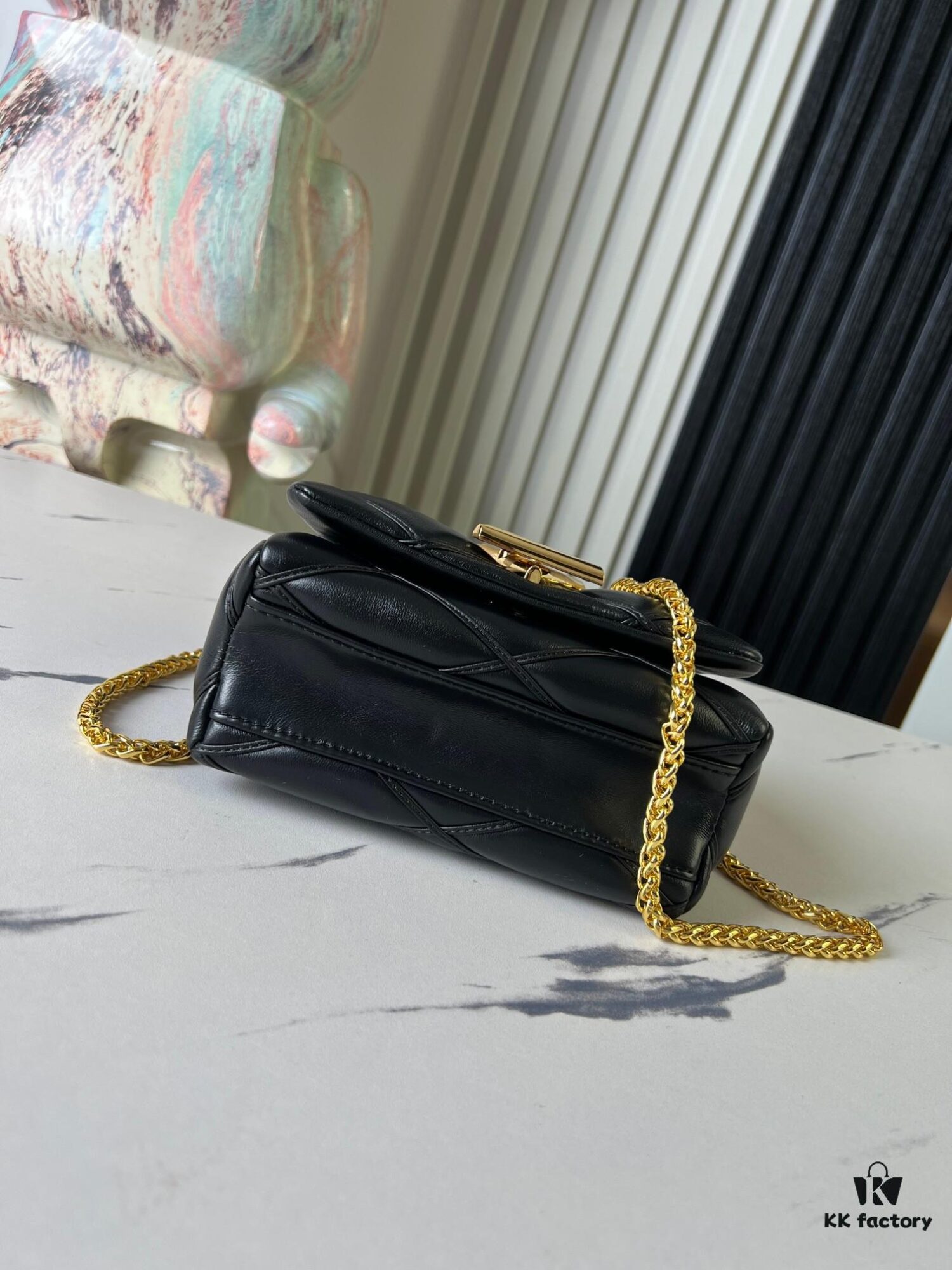 6930874c6e68136f4d9a86ec Top Quality Original Order Exclusive Real Shot M23625 Black Full Leather Chain Bag Series PICO GO-14 Handbag