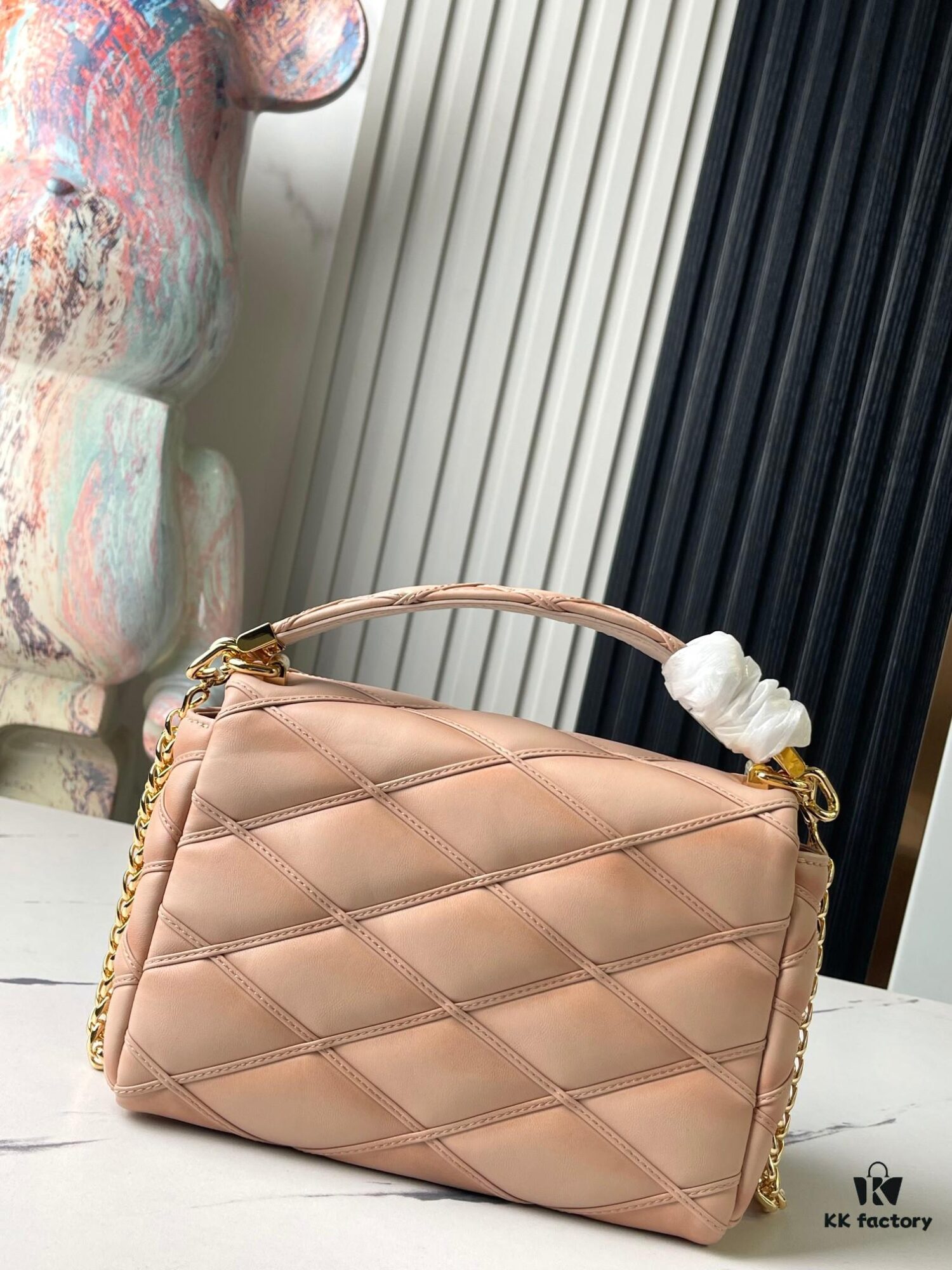 Top-Quality Original Order Exclusive Real Shot M24465 M22891 Beige Full Leather Quilted Chain Bag Series GO-14 Teist Medium Handbag M22890
