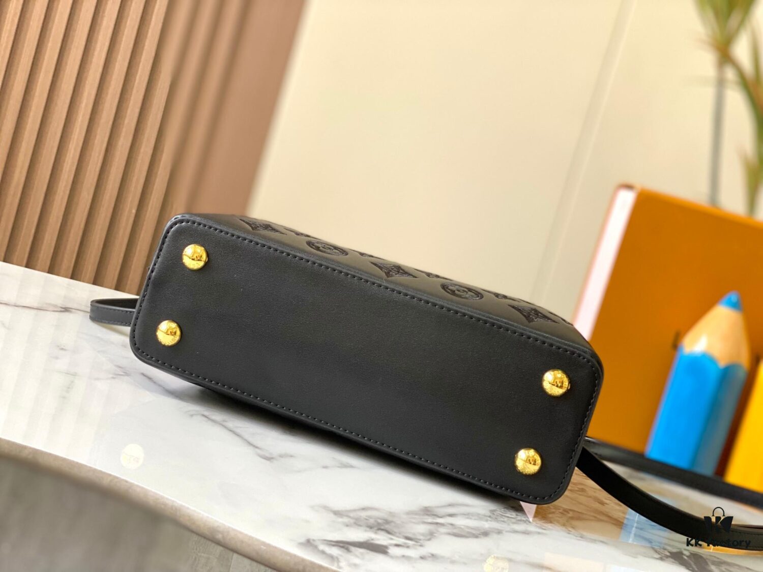 Upgraded M20742 LV Broderie Anglaise Embroidered Gold Button Capucines BB Bag