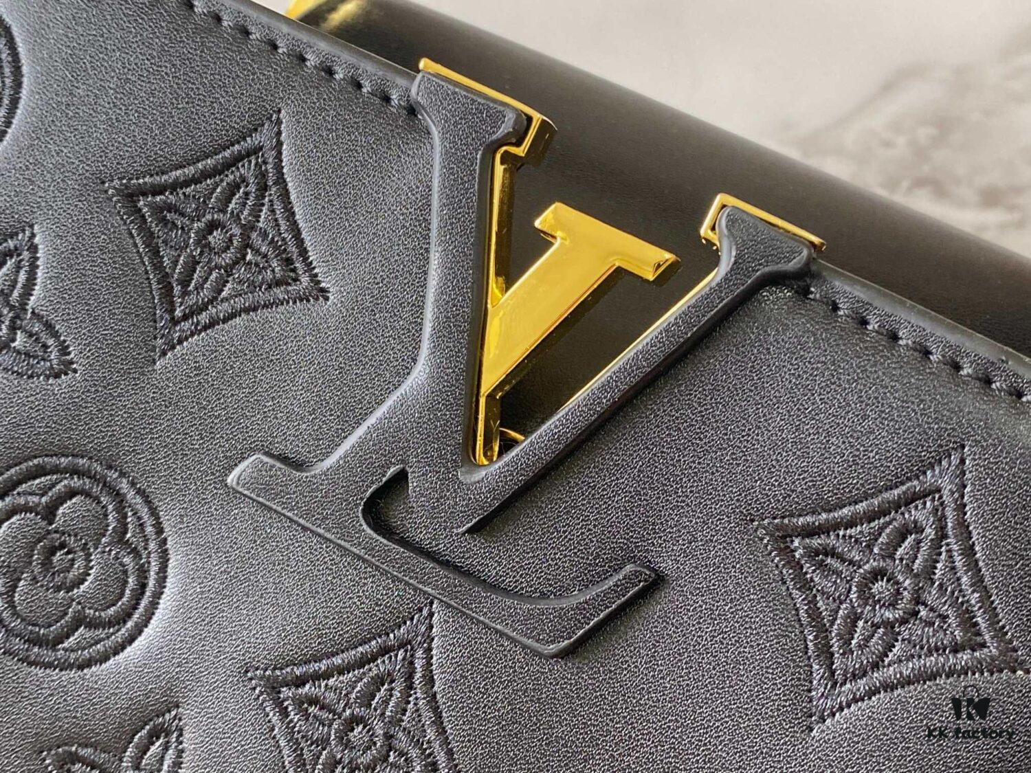 Upgraded M20742 LV Broderie Anglaise Embroidered Gold Button Capucines BB Bag