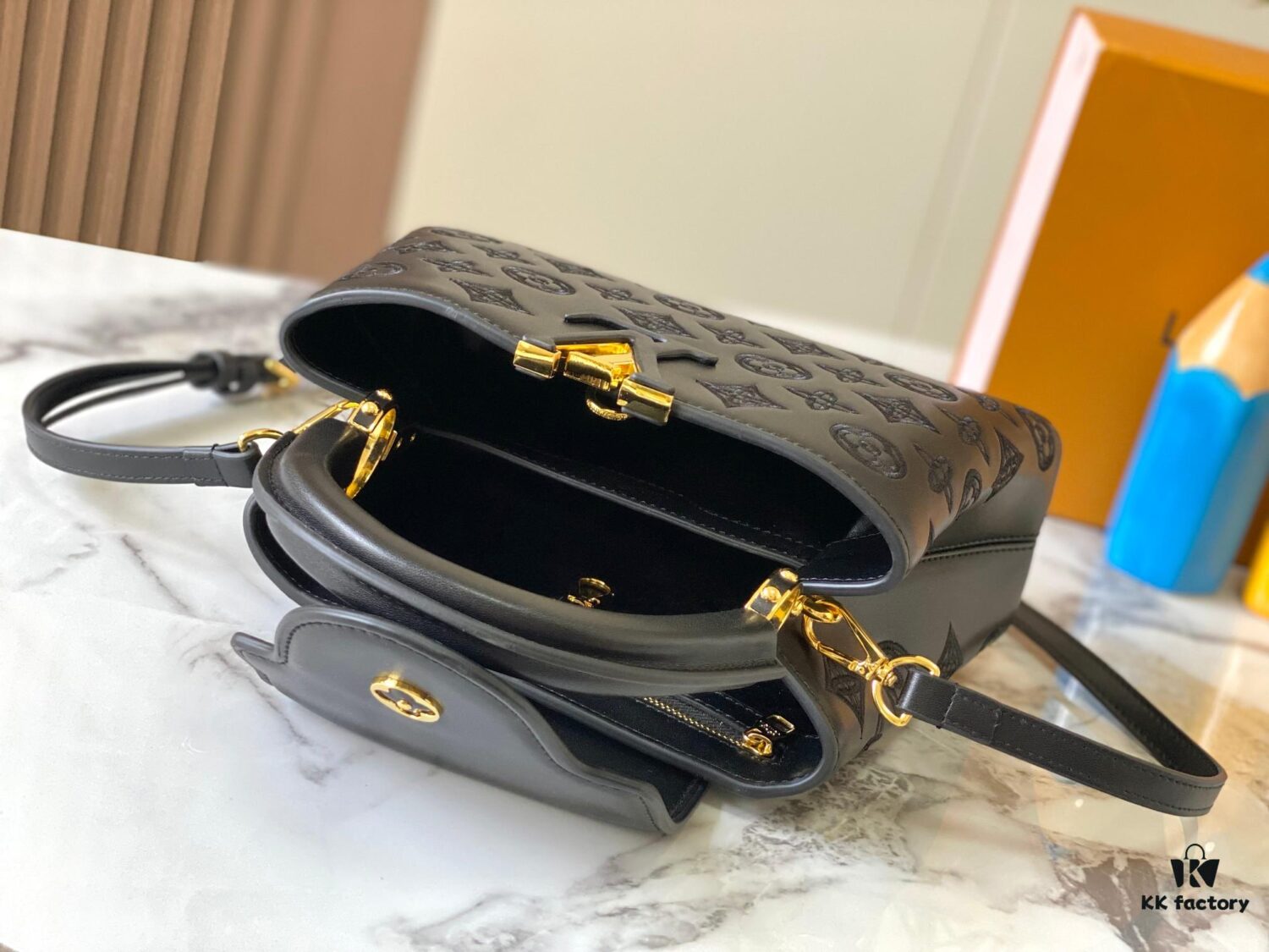 Upgraded M20742 LV Broderie Anglaise Embroidered Gold Button Capucines BB Bag