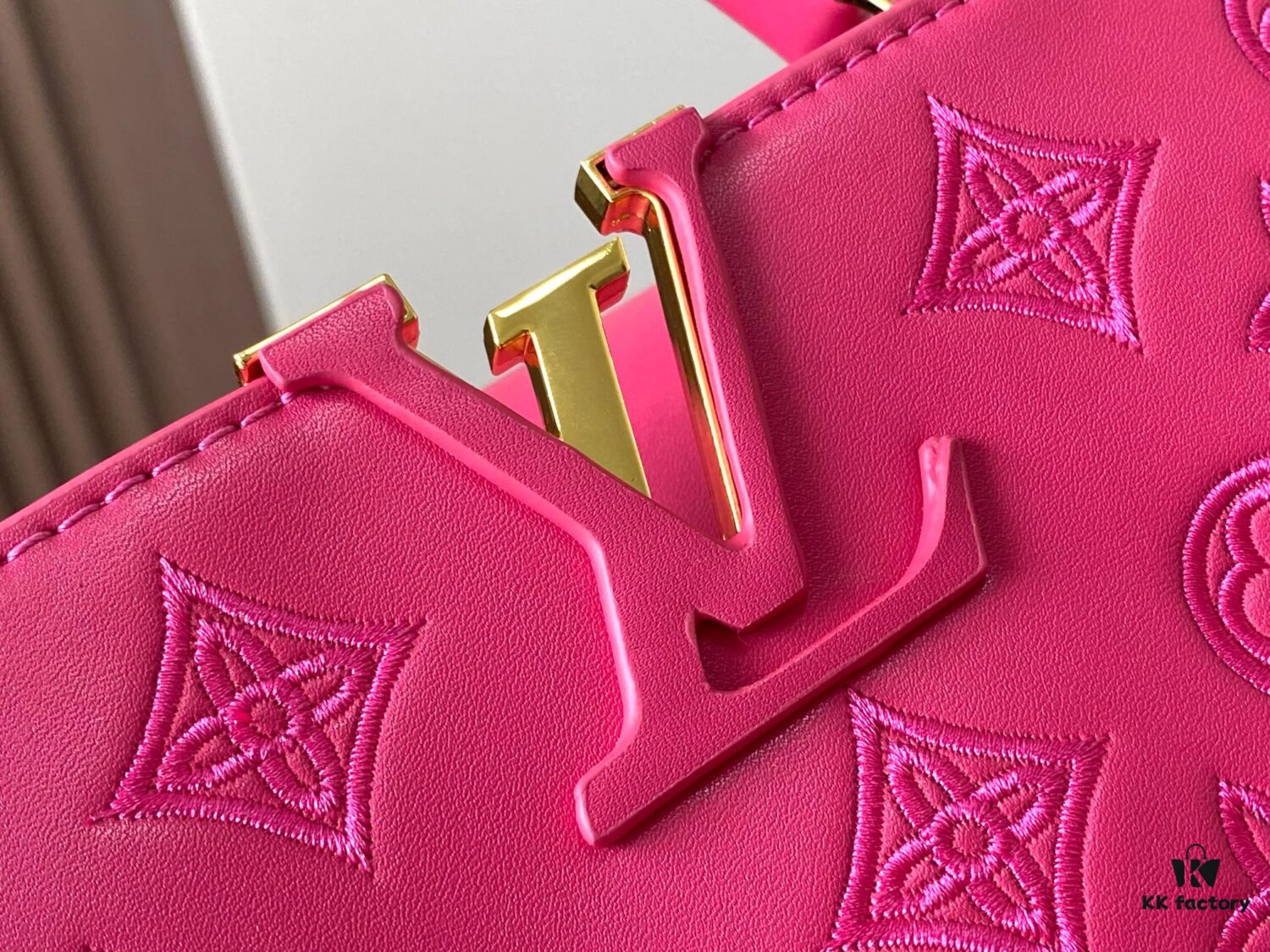 Upgraded M20742 LV Broderie Anglaise Embroidered Gold Button Capucines BB Bag