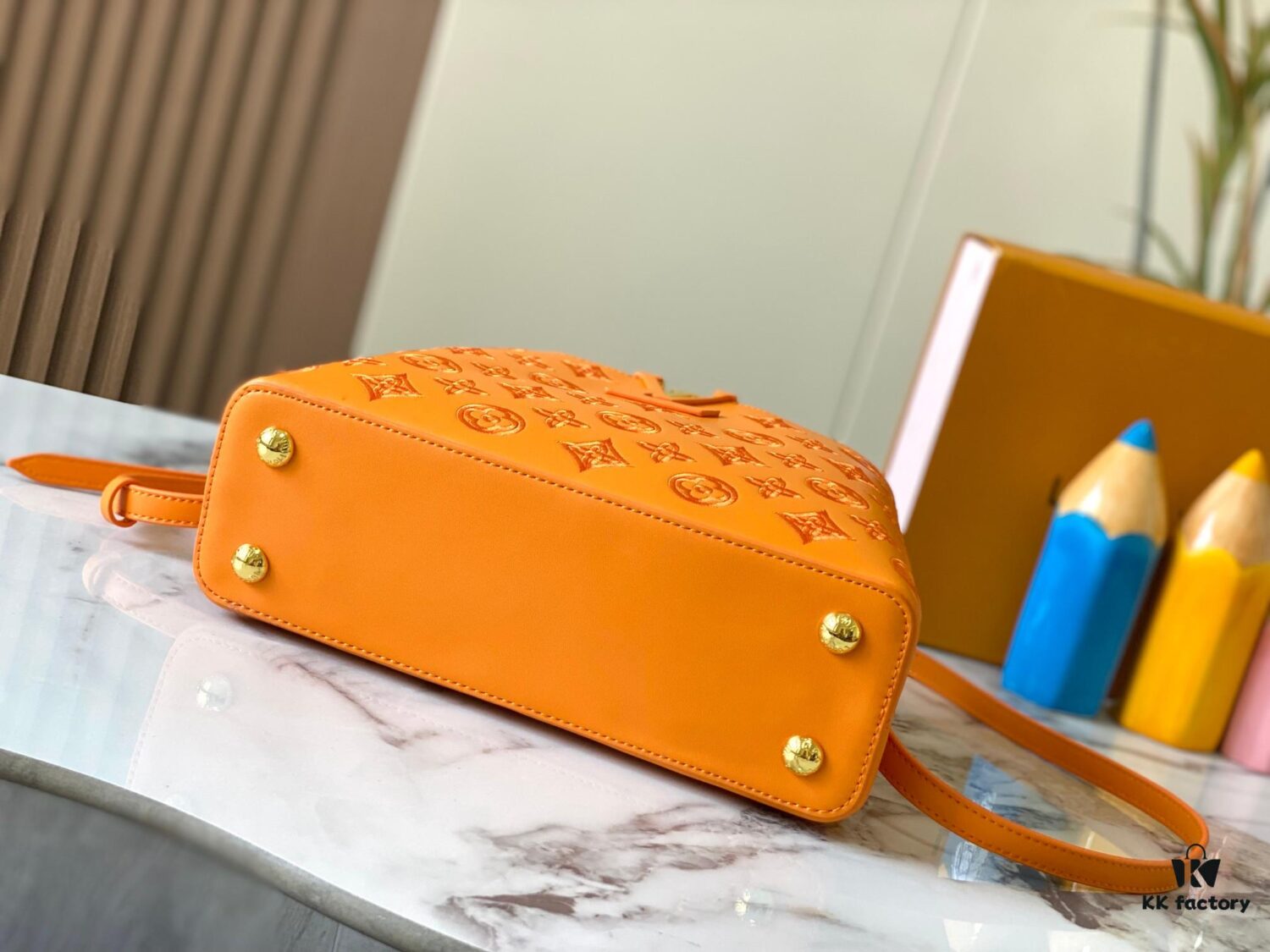 Upgraded M20742 LV Broderie Anglaise Embroidered Gold Button Capucines BB Bag