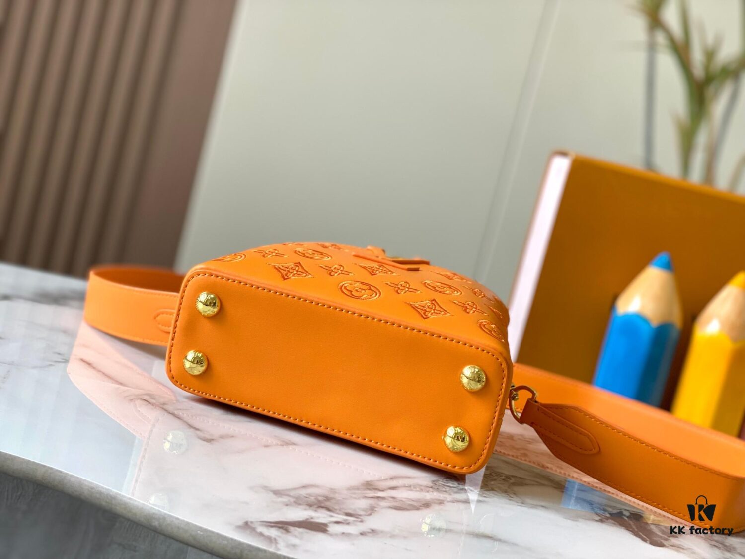 Upgraded M20741 LV Broderie Anglaise Embroidered Gold Button Capucines Mini Bag