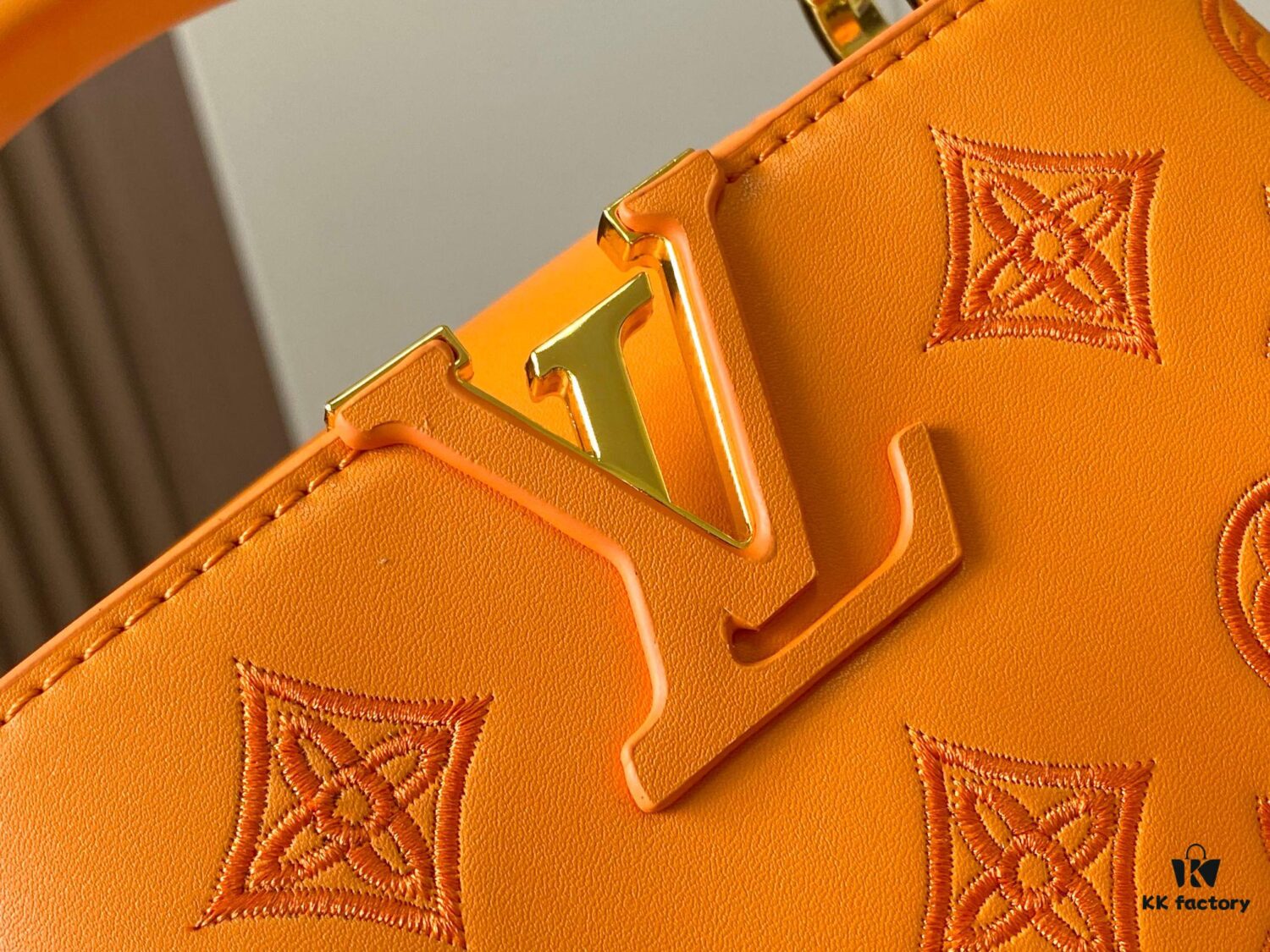 Upgraded M20741 LV Broderie Anglaise Embroidered Gold Button Capucines Mini Bag