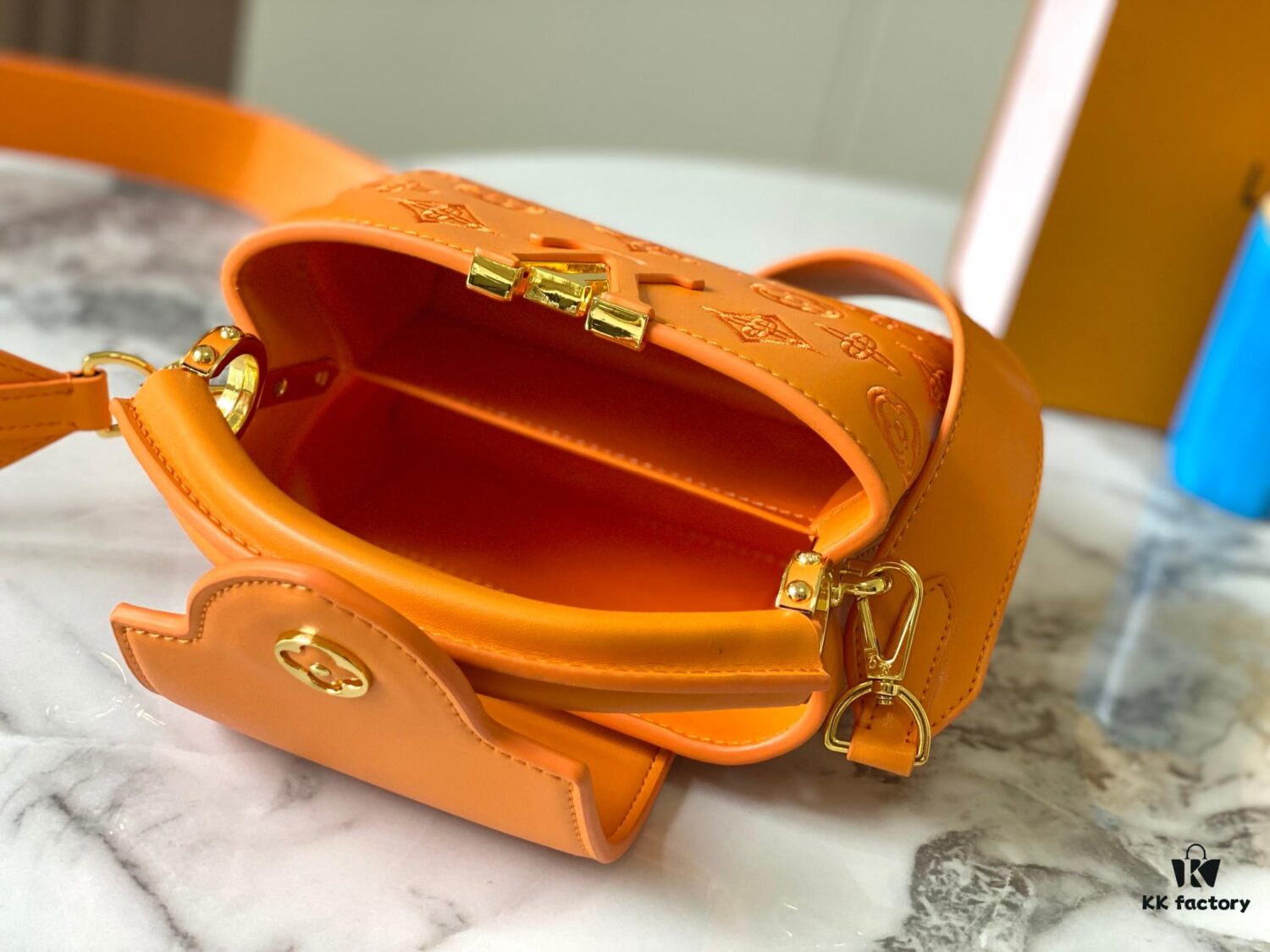 Upgraded M20741 LV Broderie Anglaise Embroidered Gold Button Capucines Mini Bag