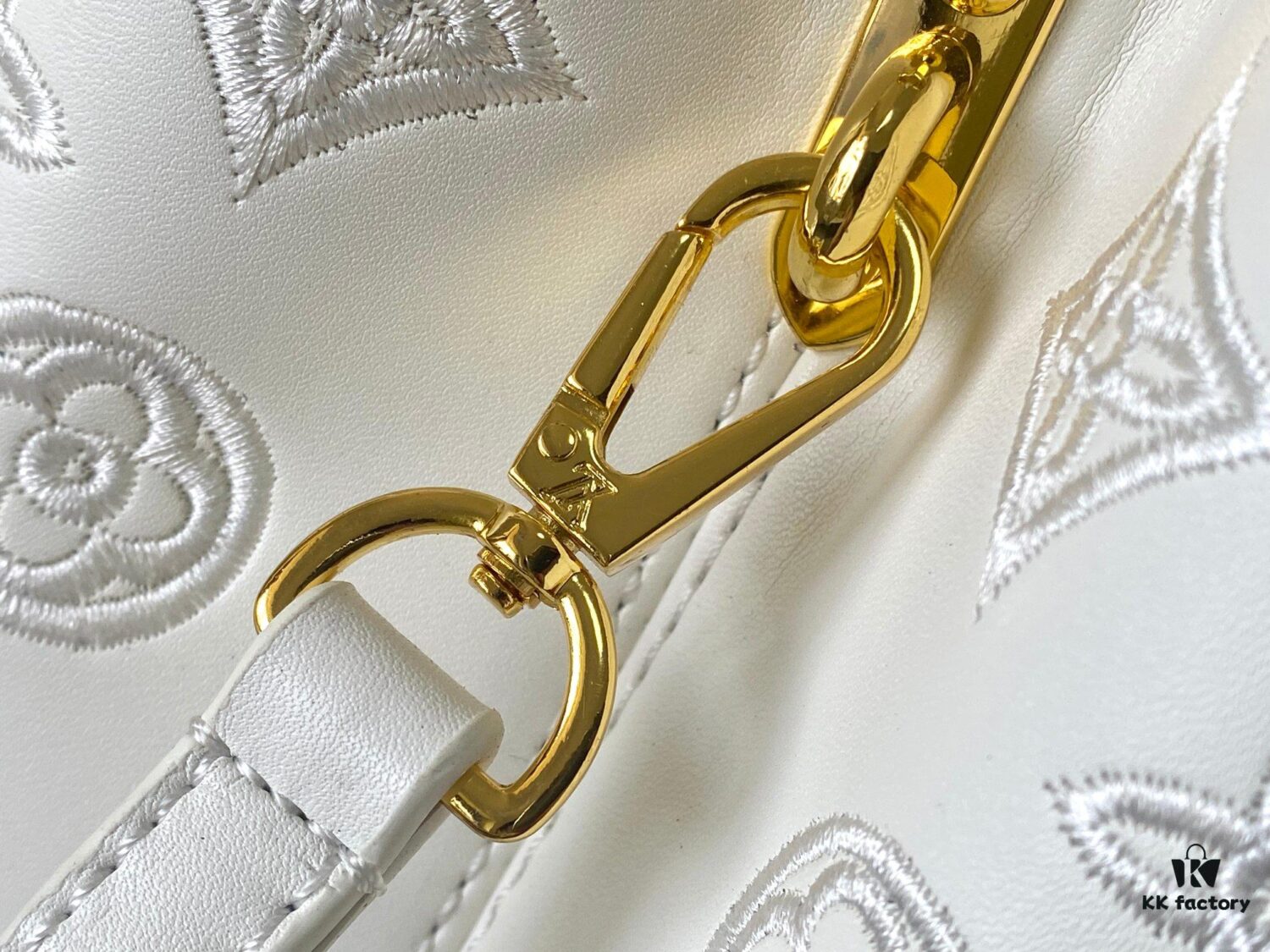 Upgraded M20742 Broderie Anglaise Embroidered Gold Button Capucines BB Bag