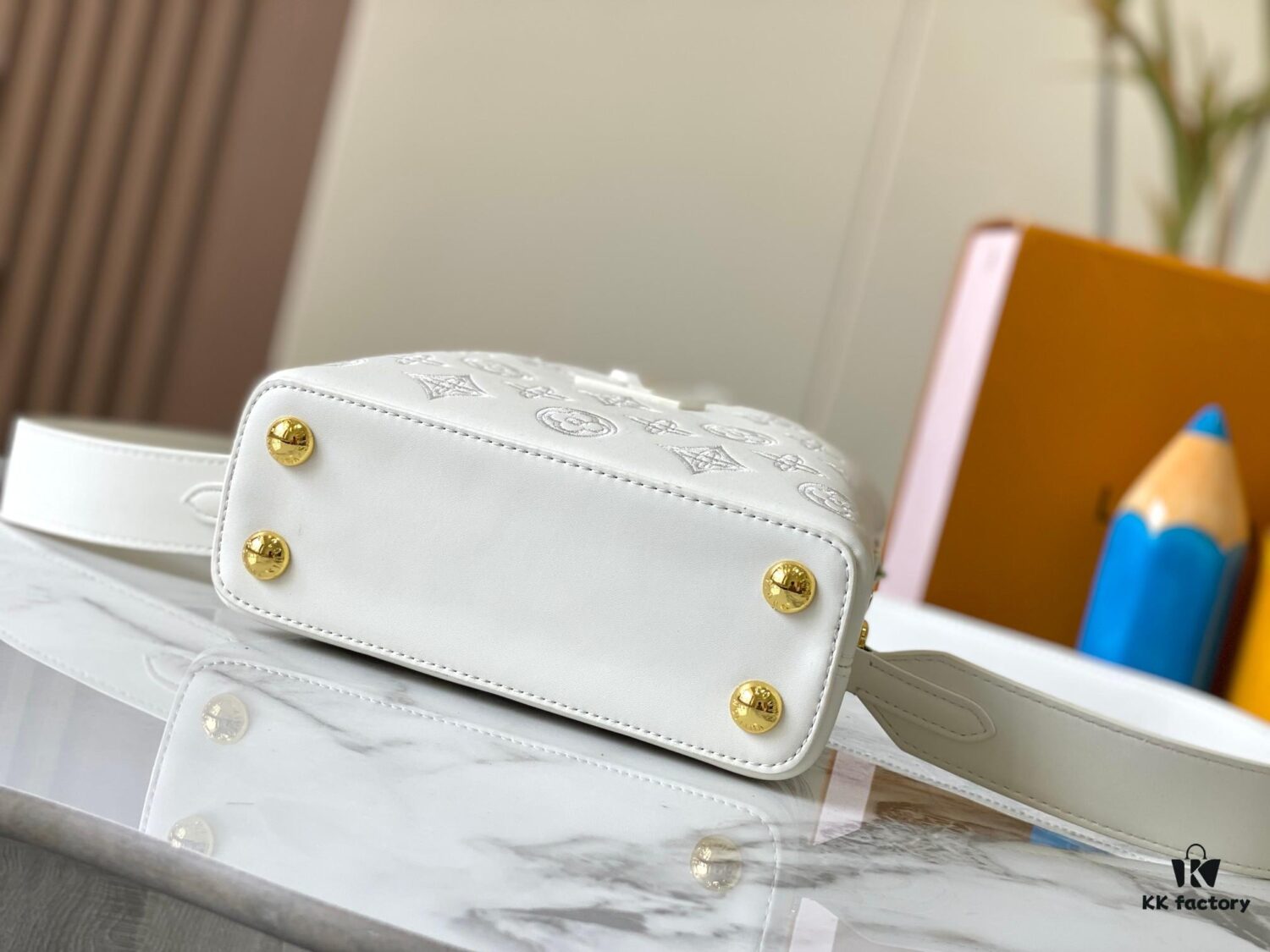 Upgraded M20741 LV Broderie Anglaise Embroidered Gold Button Capucines Mini Bag