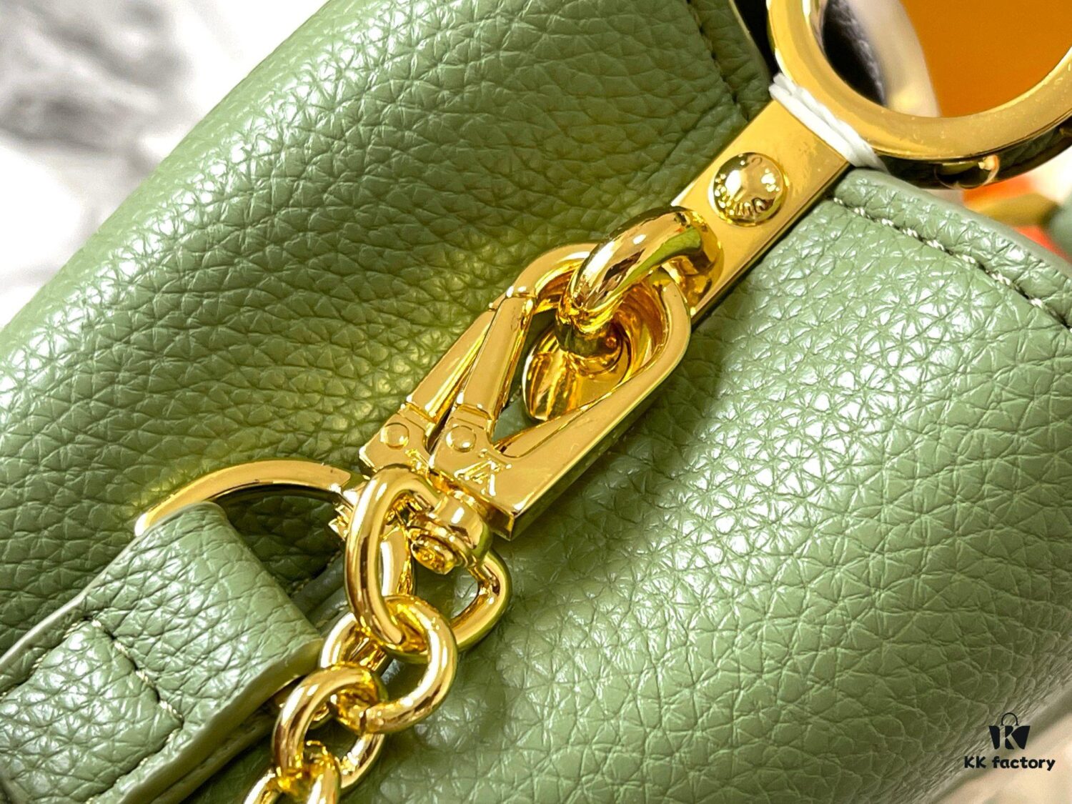 Upgraded M23950 Green Mini Capucines Handbag with Lovelock Chain