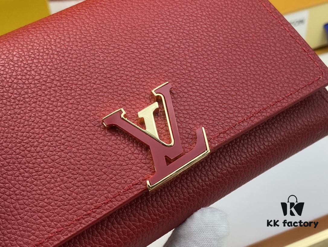 M62157/62158 Soft Leather Wallet with LV Logo Wrap, Inspired by Iconic Design Lines
