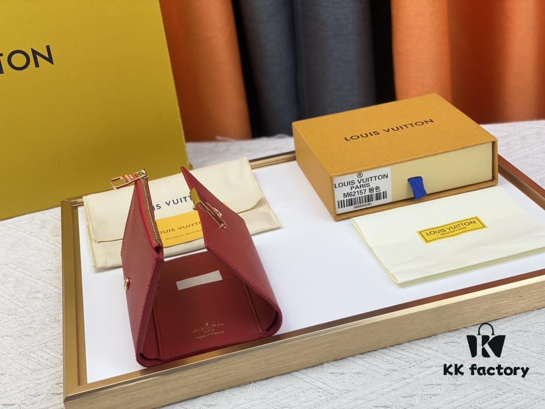 M62157/62158 Soft Leather Wallet with LV Logo Wrap, Inspired by Iconic Design Lines