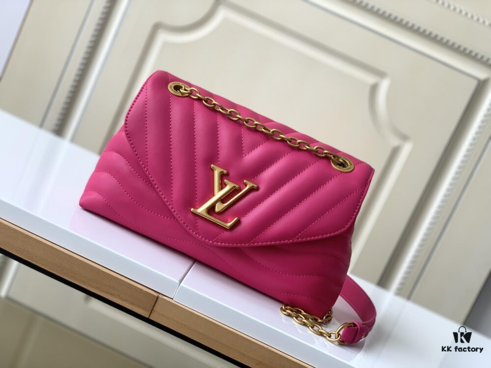 Haiyuan Original M58553 Rose Red LV New Wave Chain Bag with V-Shaped Quilting
