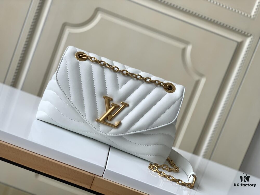 LV NEW WAVE Chain Bag with V-Shape Quilting, Fold-Over Closure and Multiple Compartments