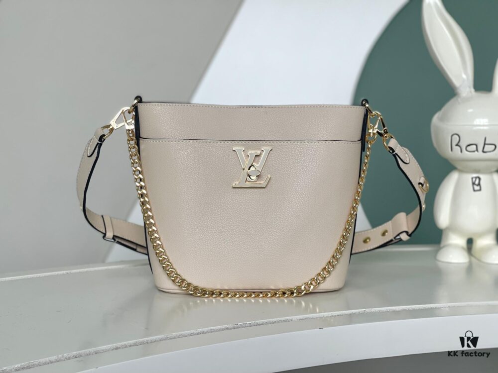 Haivan Official Solo Real Shot Full Leather Bucket Bag Chain Bag Series Lock and Walk Handbag M24006 Black M24638 White M24165 Brown