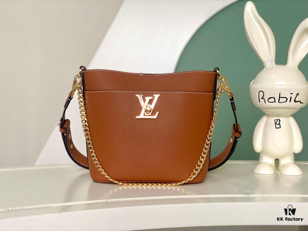 Haiyuan Export Genuine Leather Bucket Bag Chain Bag Series Lock and Walk Handbag M24006 Black M24638 White M24165 Brown