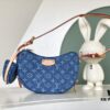 Exclusive Real Photo from Haiyuan Order - M46856 Denim Fabric Premium Quality M46828 Vintage LV Monogram 2024 New Arrival Cowhorn Strap Adjustable Pea Bag with Extra Pendant Mini Bag