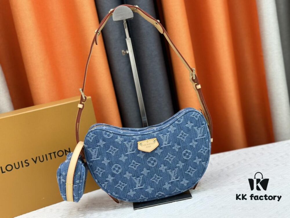 Upgraded Original M46856 Denim High-Grade Quality M46828 Vintage LV Monogram New 2024 Style Horn Shoulder Strap Adjustable Pea Bag with Extra Pendant Mini Bag Waist and Enhanced Design