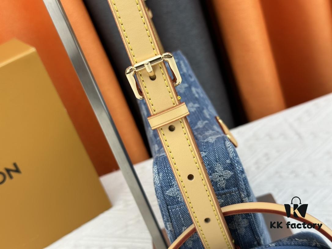 Upgraded Original M46856 Denim High-Grade Quality M46828 Vintage LV Monogram New 2024 Style Horn Shoulder Strap Adjustable Pea Bag with Extra Pendant Mini Bag Waist and Enhanced Design