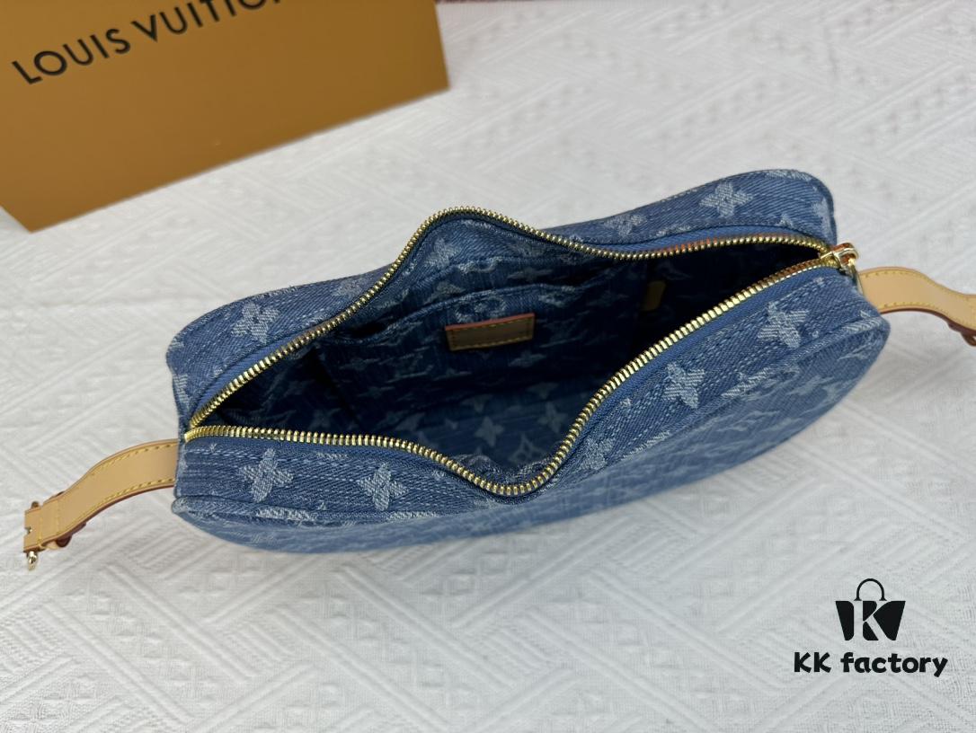 Upgraded Original M46856 Denim High-Grade Quality M46828 Vintage LV Monogram New 2024 Style Horn Shoulder Strap Adjustable Pea Bag with Extra Pendant Mini Bag Waist and Enhanced Design
