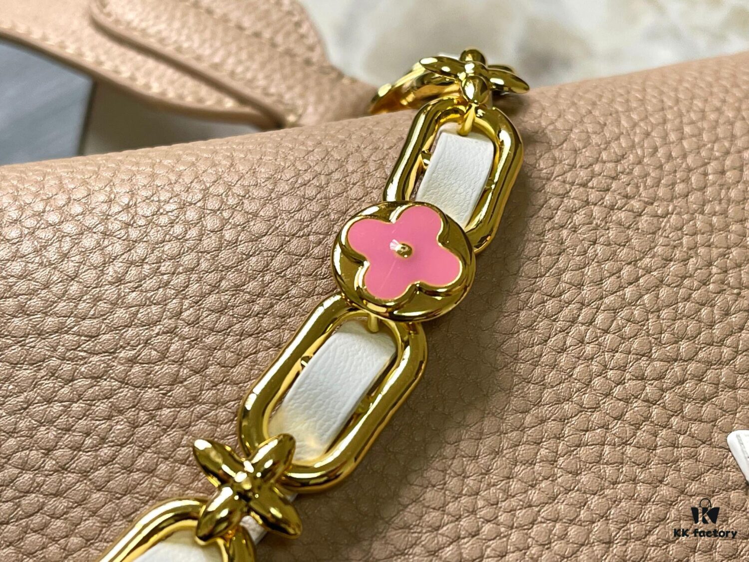 Upgraded M23198 Beige Gold-Tone Capucines Mini Handbag