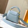 Upgraded M23198 Sky Blue with Gold-Tone Hardware Capucines Mini Handbag