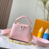 Upgraded M23198 Pink Gold-Tone Capucines Mini Handbag