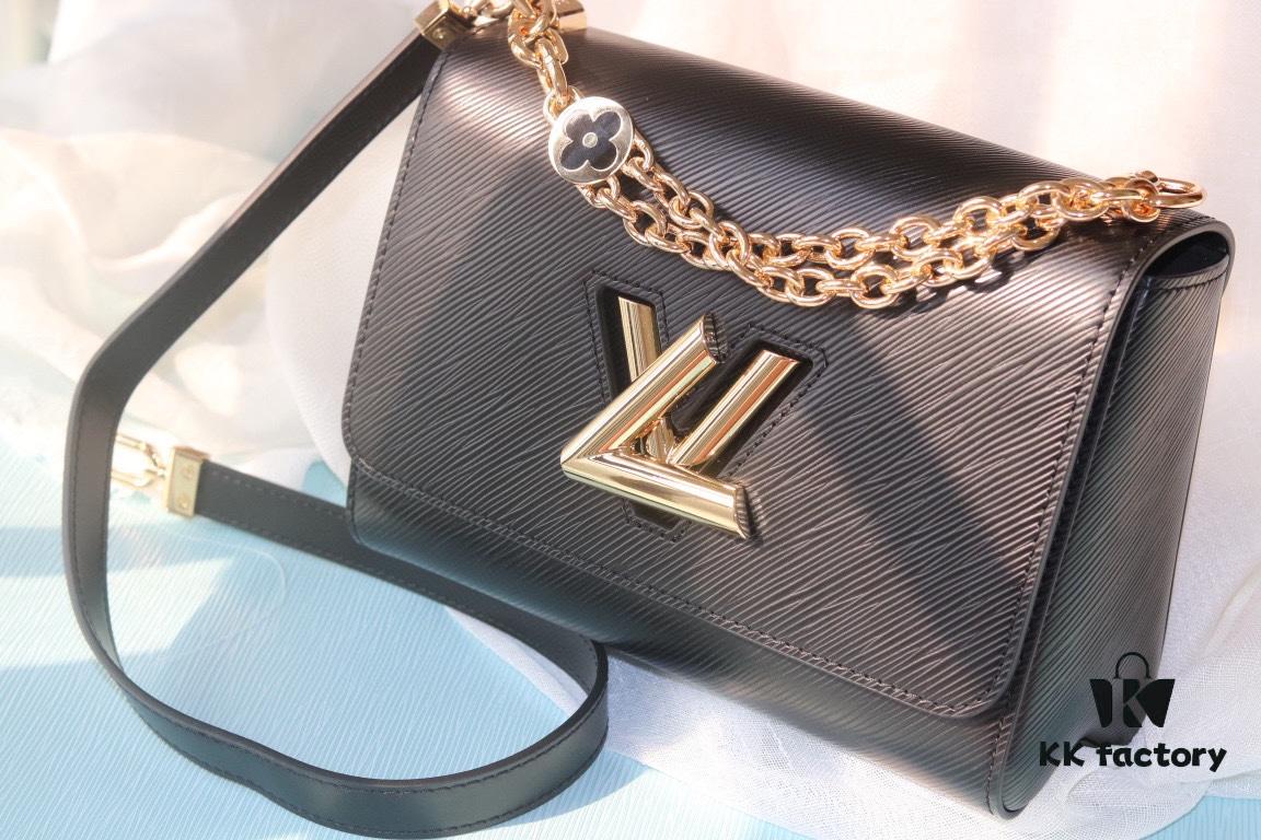 Latest TWIST Collection - Top Original Quality - Model No. 50369 / 59402 / 59403 / 59627 / 59405 - Brand New Medium Twist Bag with Dual Chain and Hand-Enamel Monogram Flowers